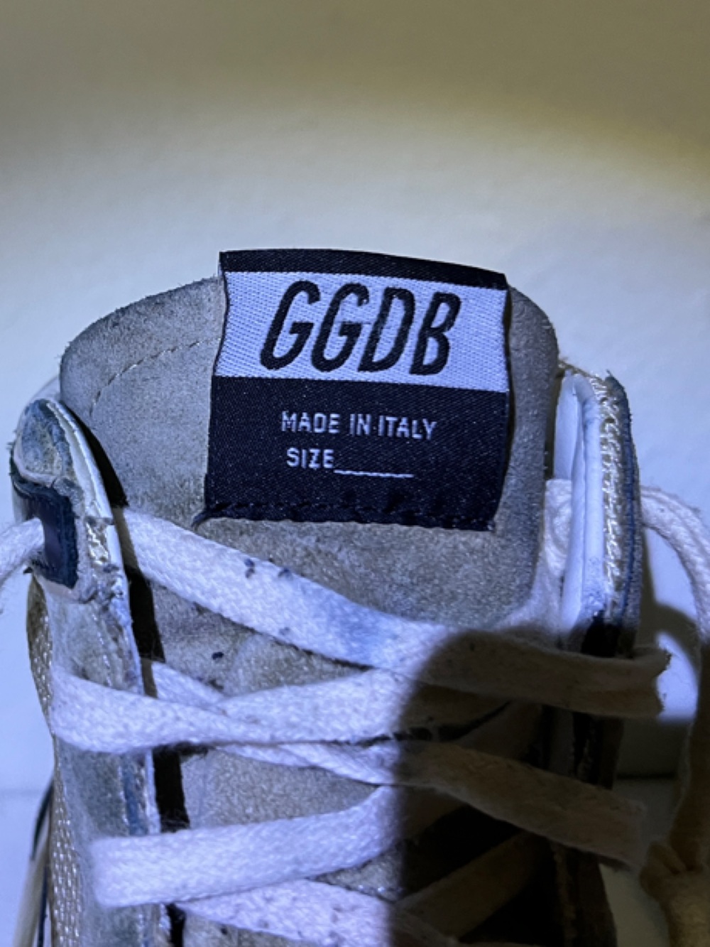 Slide in beige mesh and nylon with blue leather star and flash - Picture 4 of 8